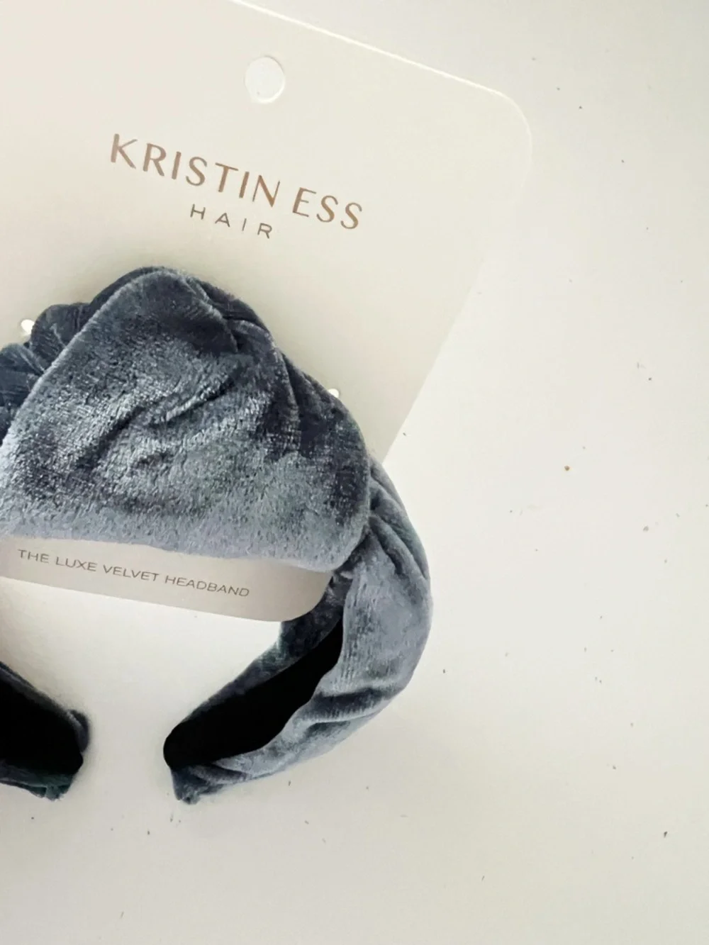 NWT Kristin Ess Luxe Velvet Headband Denim Blue Knotted Non Slip Hair Accessory